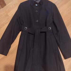 Centigrade Wool Blend Funnel Neck Coat with Belt Size L